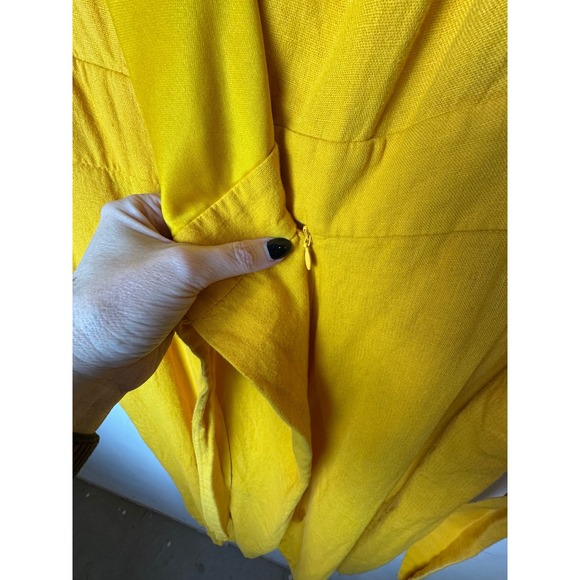 Tash+Sophie Jumpsuit Women 10 Yellow Linen Blend Sleeveless Wrap‎ Wide Leg Crop - Picture 8 of 11